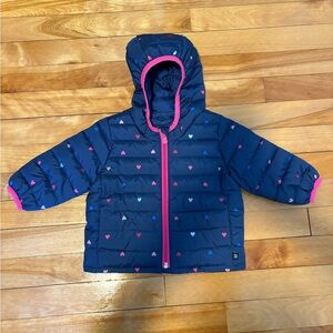 GAP Blue Puffer Jacket with Pink Accents